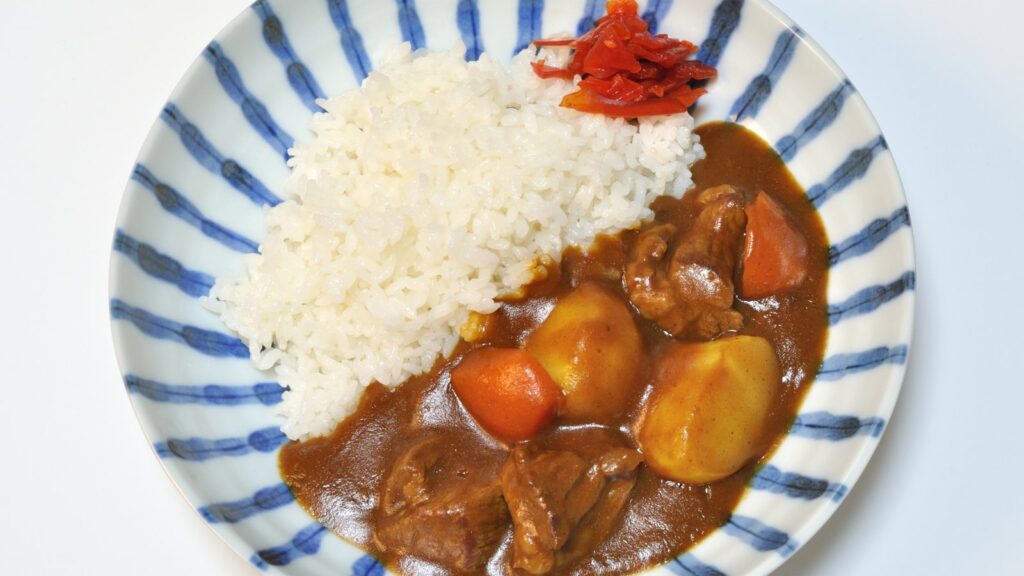 皿に盛られたカレーライス