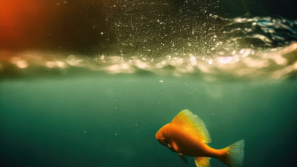 水の中を泳ぐ一匹の魚